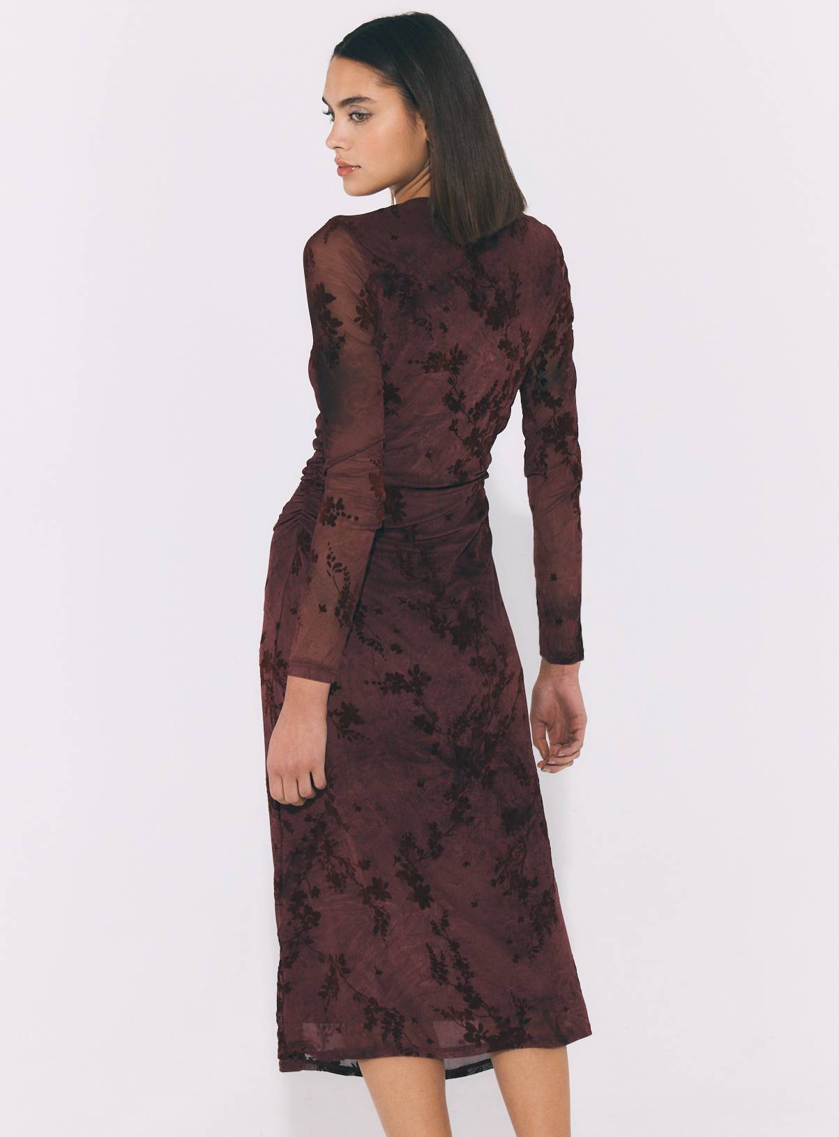 Dark Purple Jacquard Mesh Midi Dress 8 - Image 4